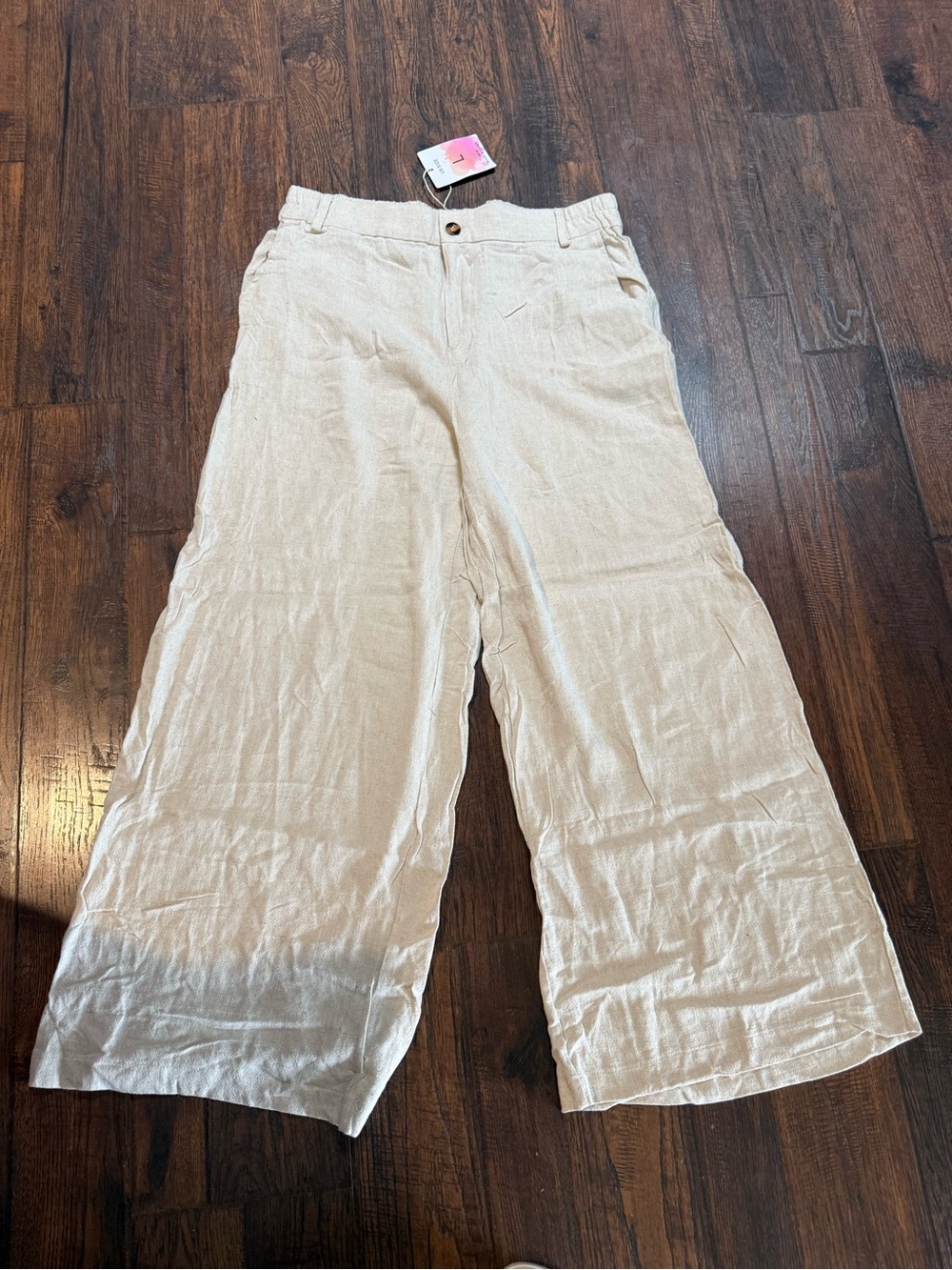 Women’s Wide-Leg Linen Blend Jeans - Cream
